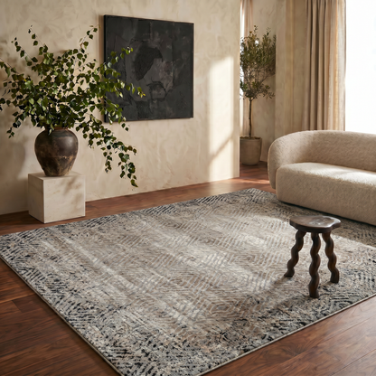 Ihsan Geometric Traditional Brown and Black Indoor Rug
