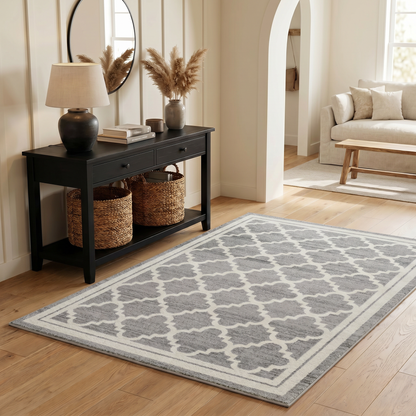Kaya Trellis Traditional Grey Indoor Rug