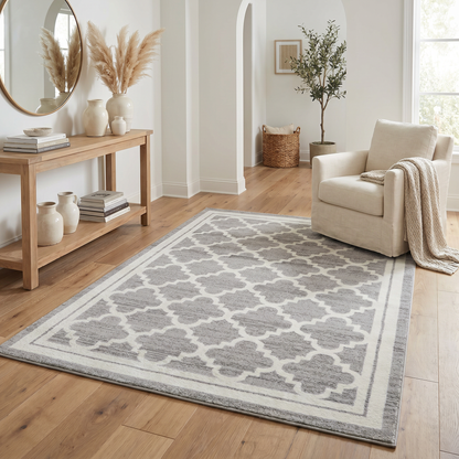 Kaya Trellis Traditional Grey Indoor Rug