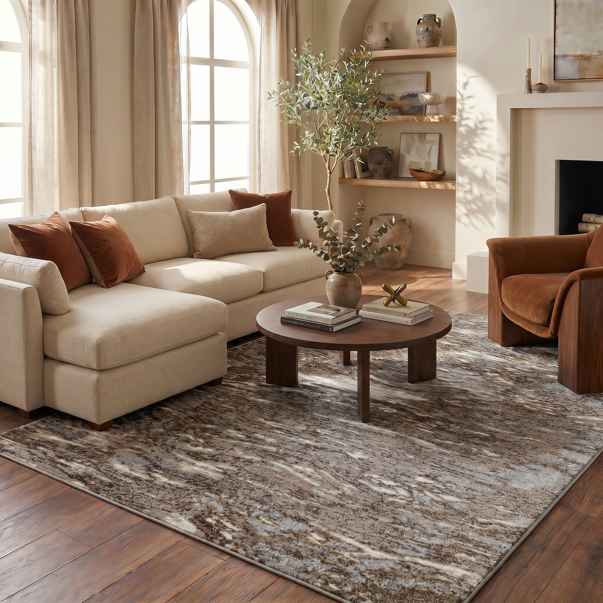 Aarav Abstract Contemporary Brown Indoor Rug