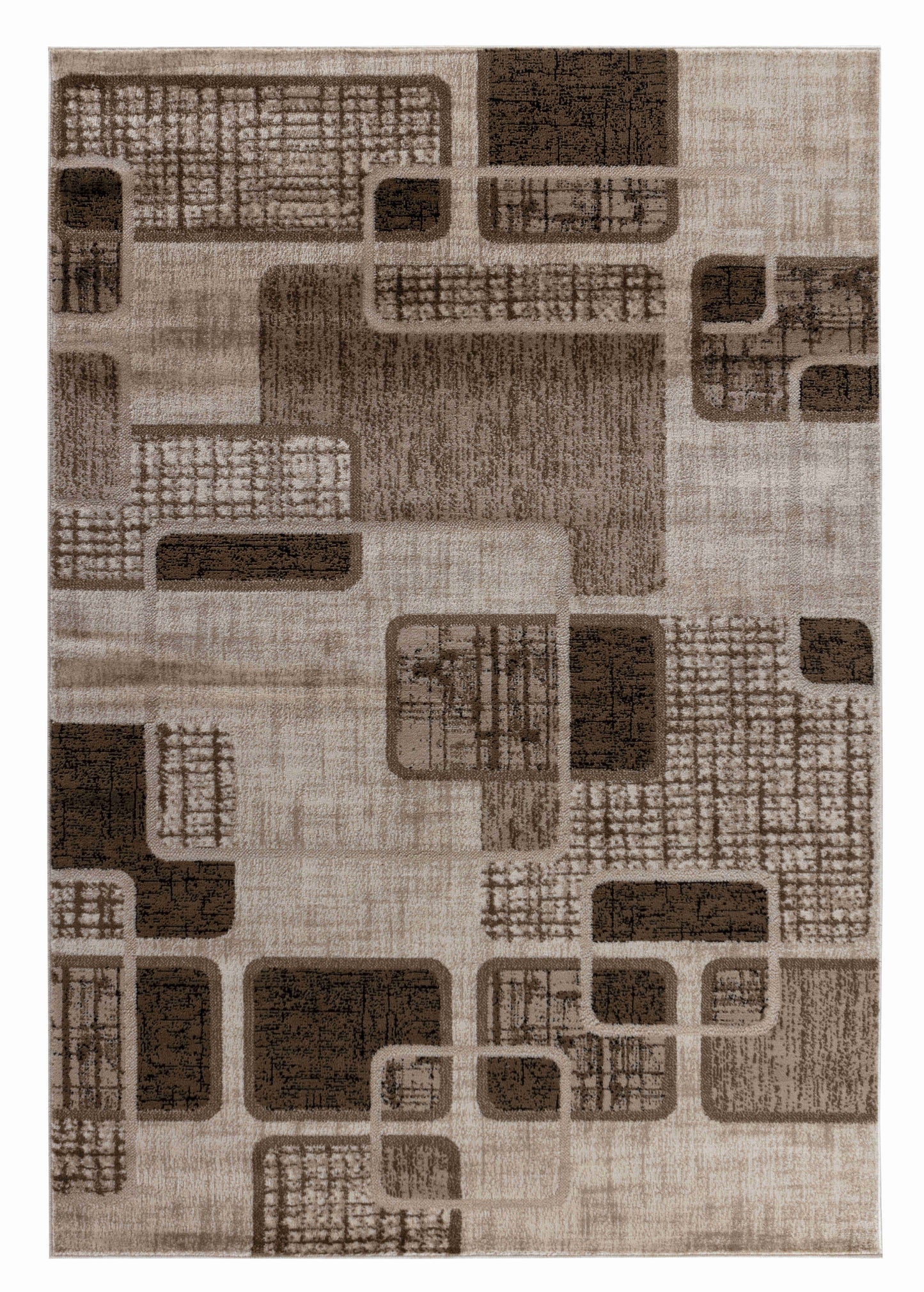 Nico Geometric Contemporary Brown and Beige Indoor Rug