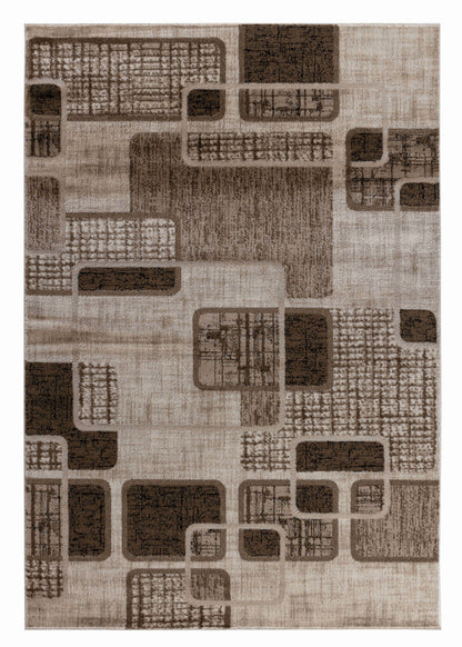 Nico Geometric Contemporary Brown and Beige Indoor Rug