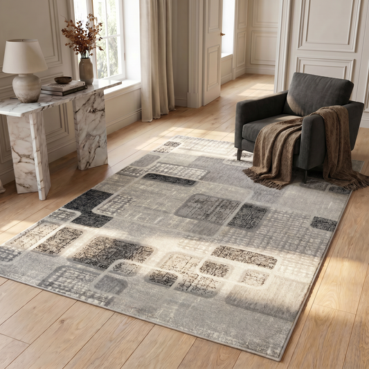 Tapis gris abstrait moderne Sakarya