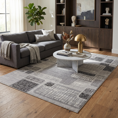 Nico Geometric Contemporary Grey and Black Indoor Rug