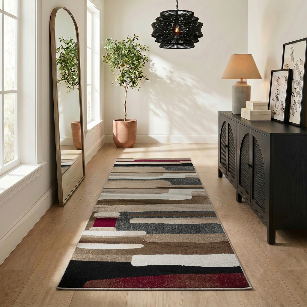 Zaman Abstract Contemporary Brown Indoor Rug