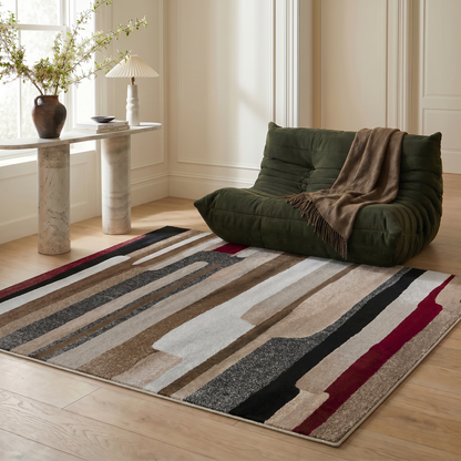 Zaman Abstract Contemporary Brown Indoor Rug