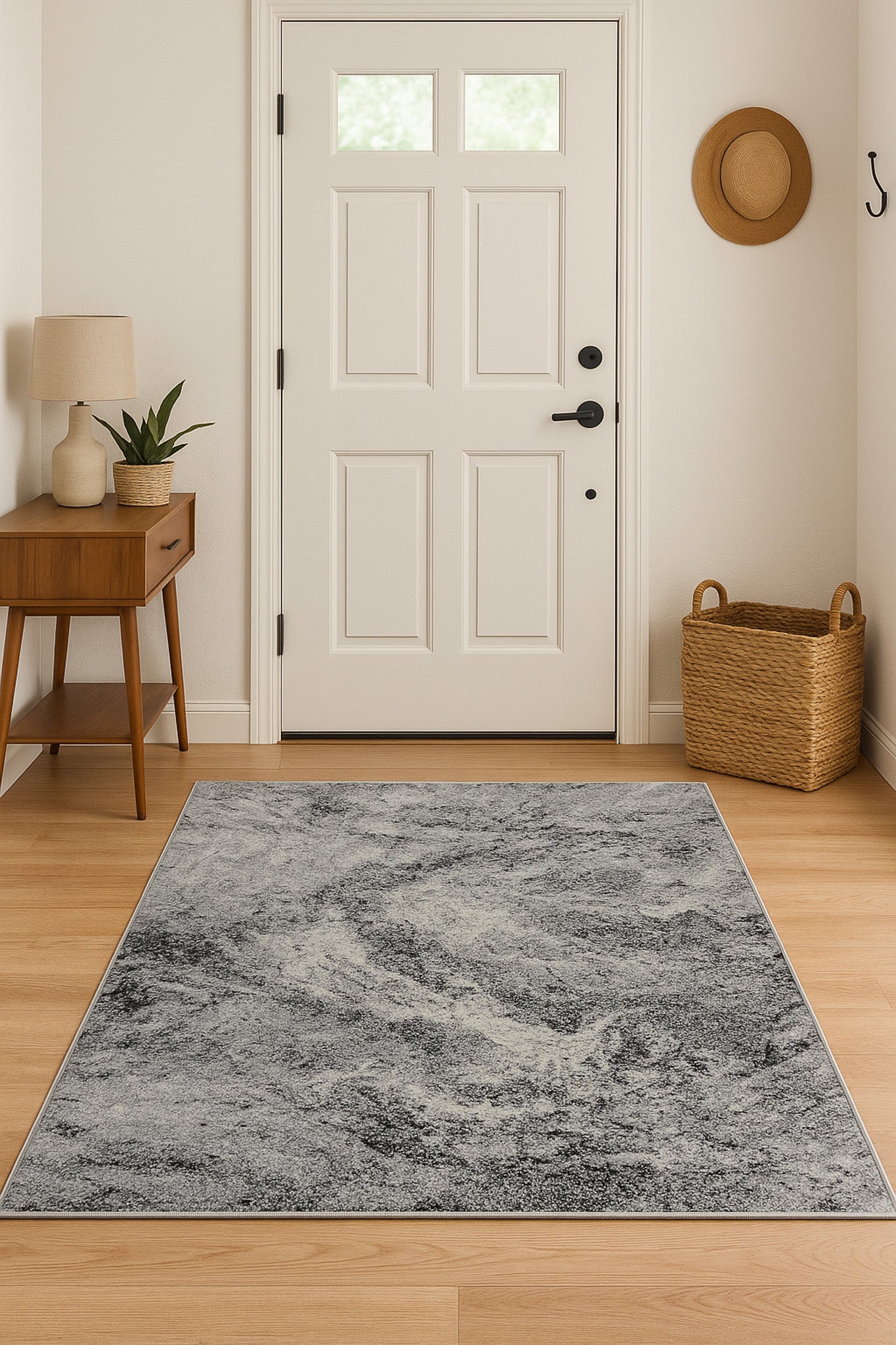 Sakarya Abstract Splash Grey Rug