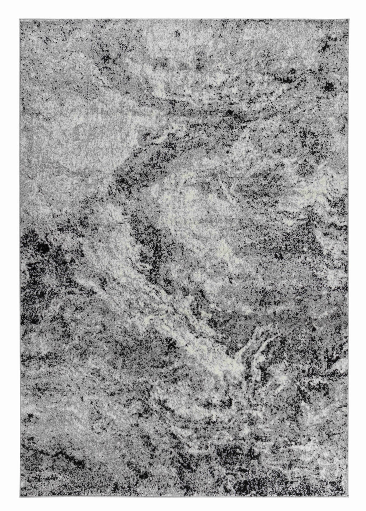 Micah Abstract Marble Contemporary Grey and Black Indoor Rug