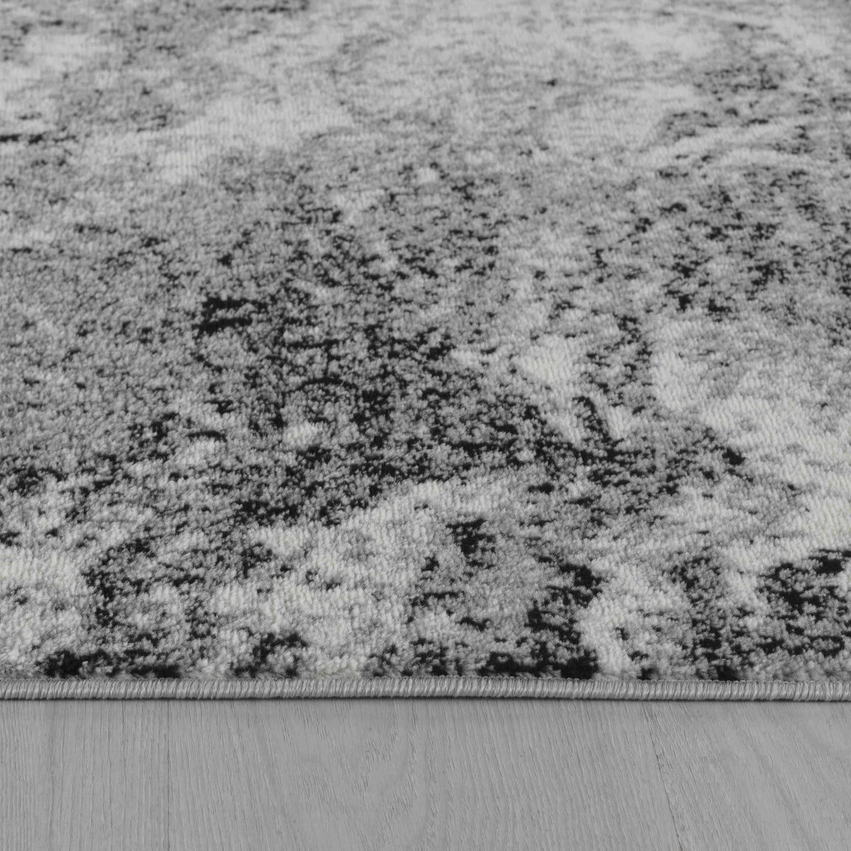 Micah Abstract Marble Contemporary Grey and Black Indoor Rug