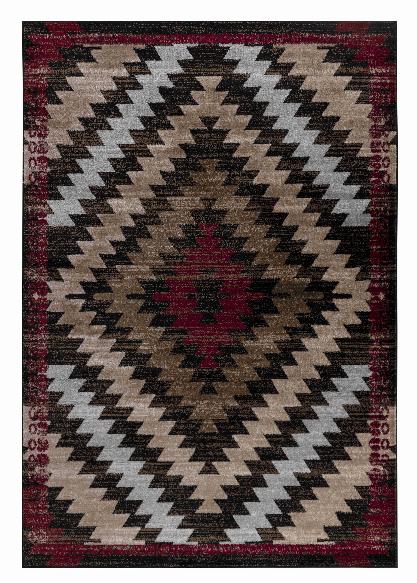 Tapis marron géométrique Sakarya Boho