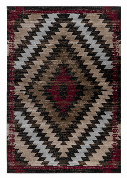 Tapis marron géométrique Sakarya Boho
