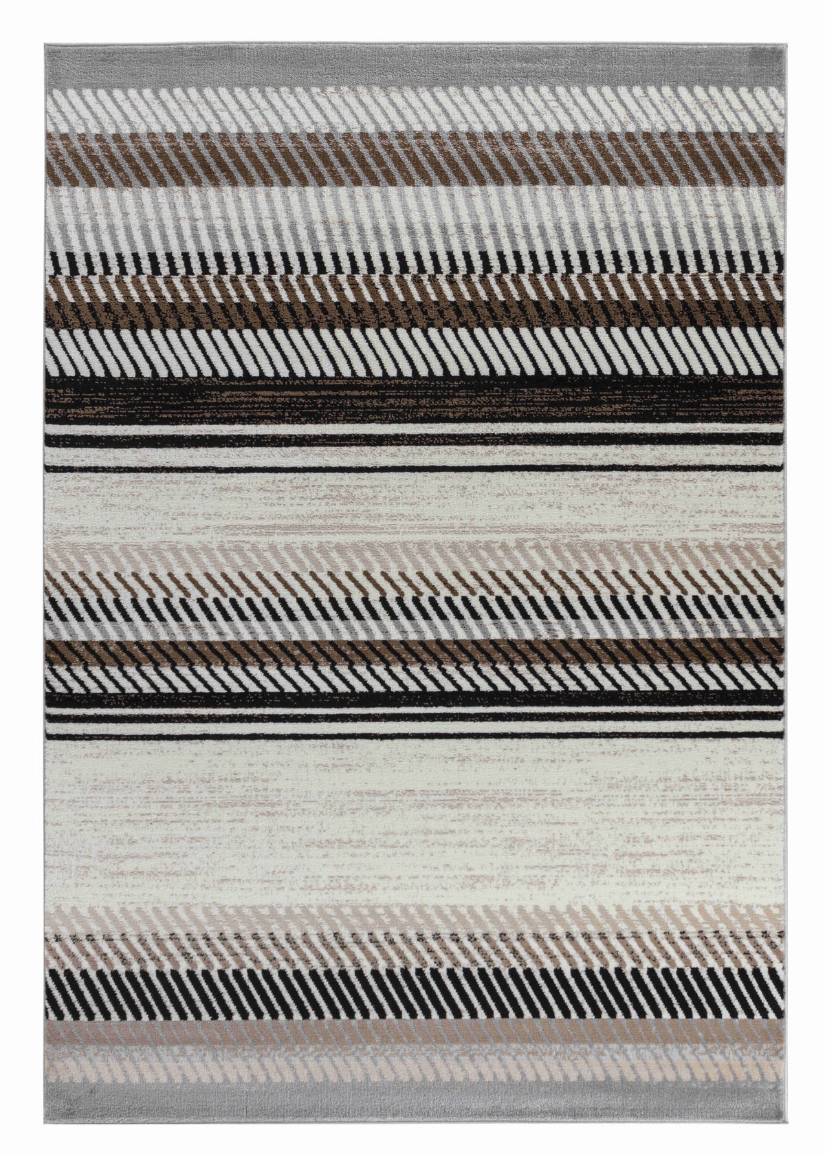 Orion Striped Contemporary Beige and Brown Indoor Rug