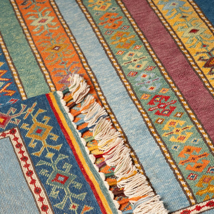 Handmade Kilim Multicolor Striped Rug 8' x 11'