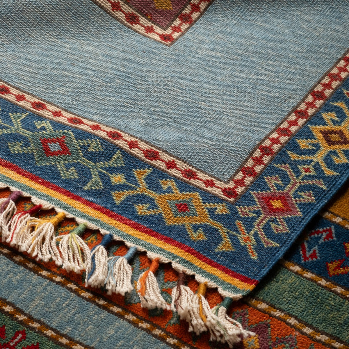 Handmade Kilim Multicolor Striped Rug 8' x 11'