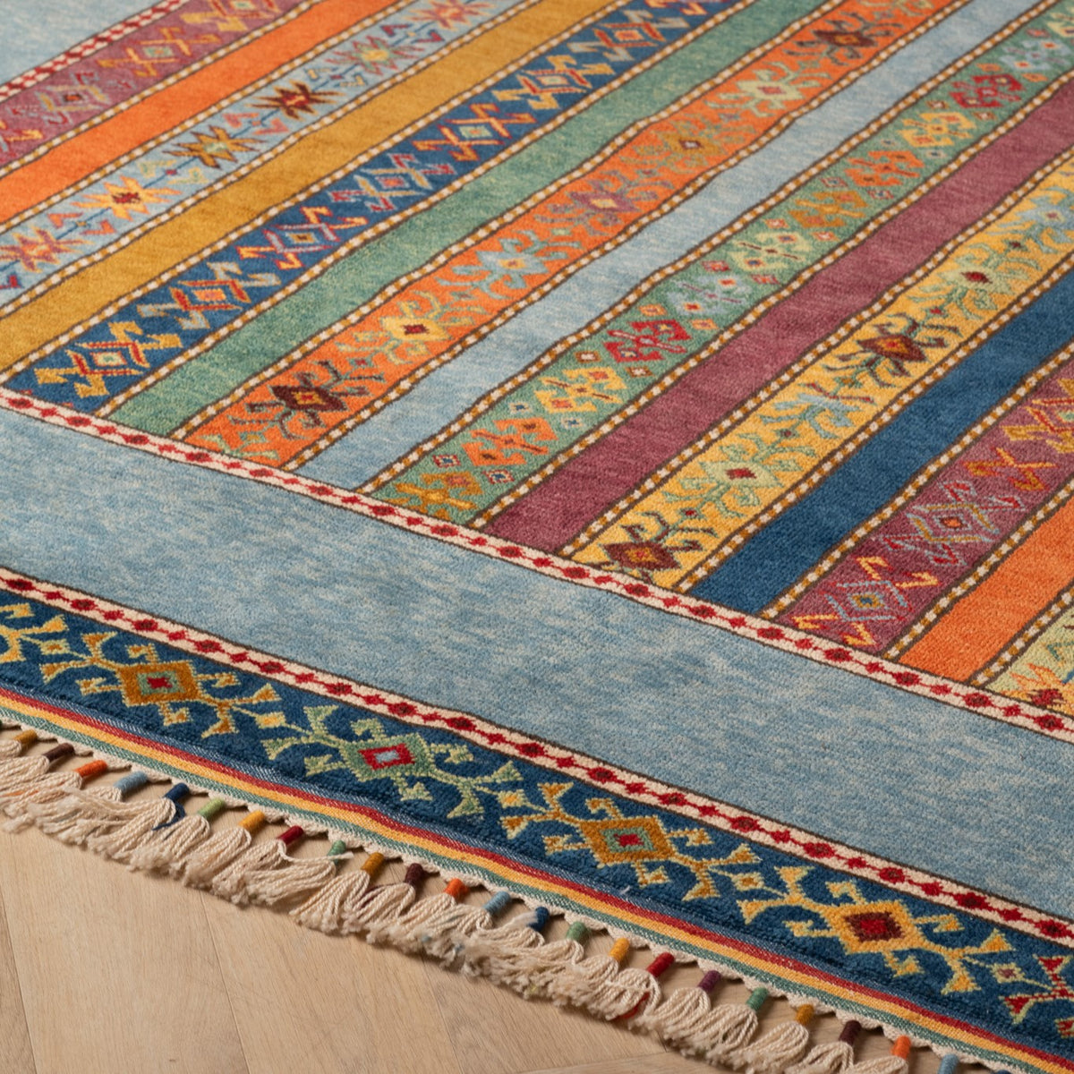 Handmade Kilim Multicolor Striped Rug 8' x 11'