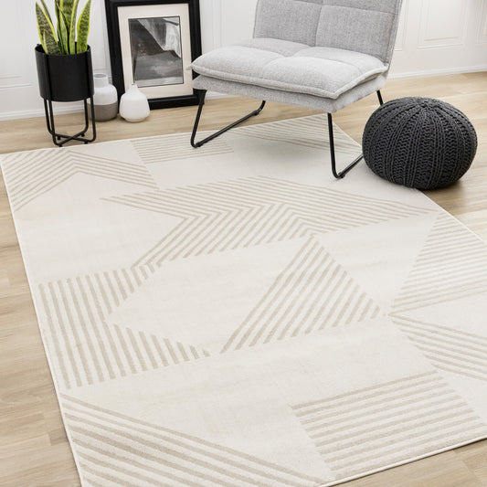 Alfombra geométrica contemporánea color crema