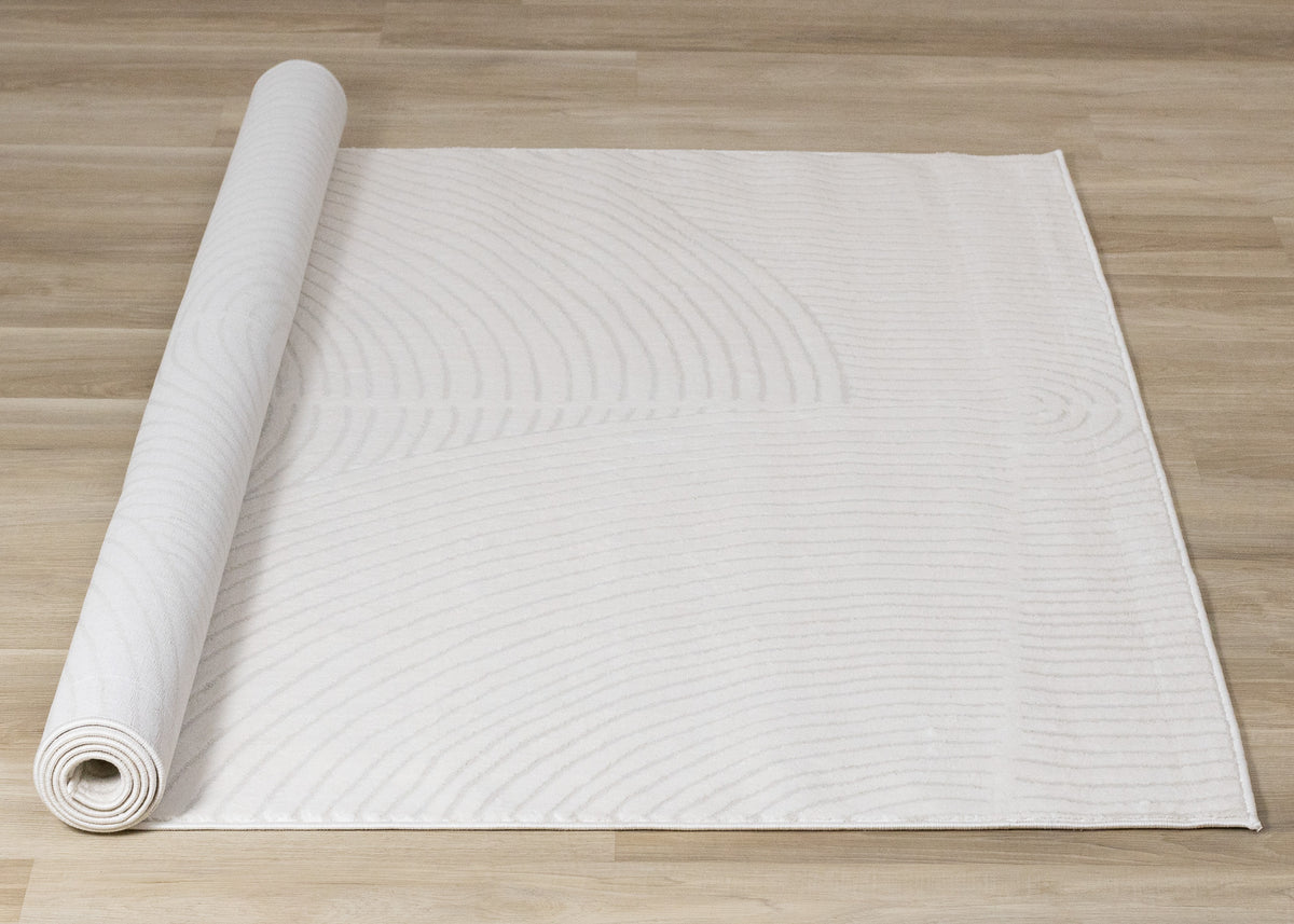 Modern Geometric Tonal Solid Cream Area Rug