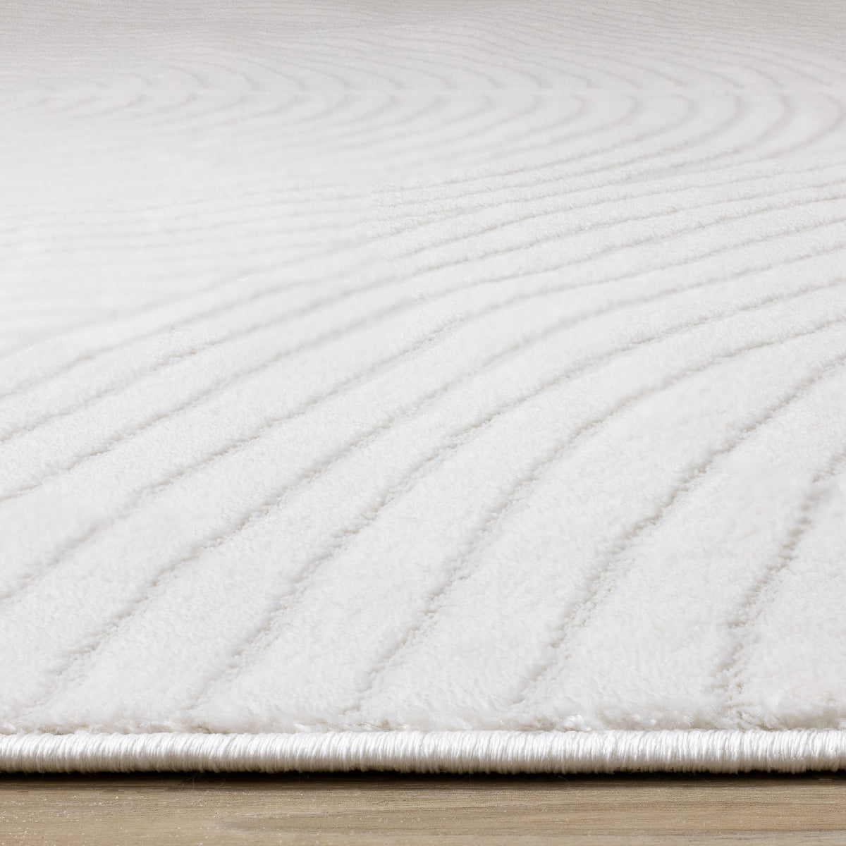 Modern Geometric Tonal Solid Cream Area Rug