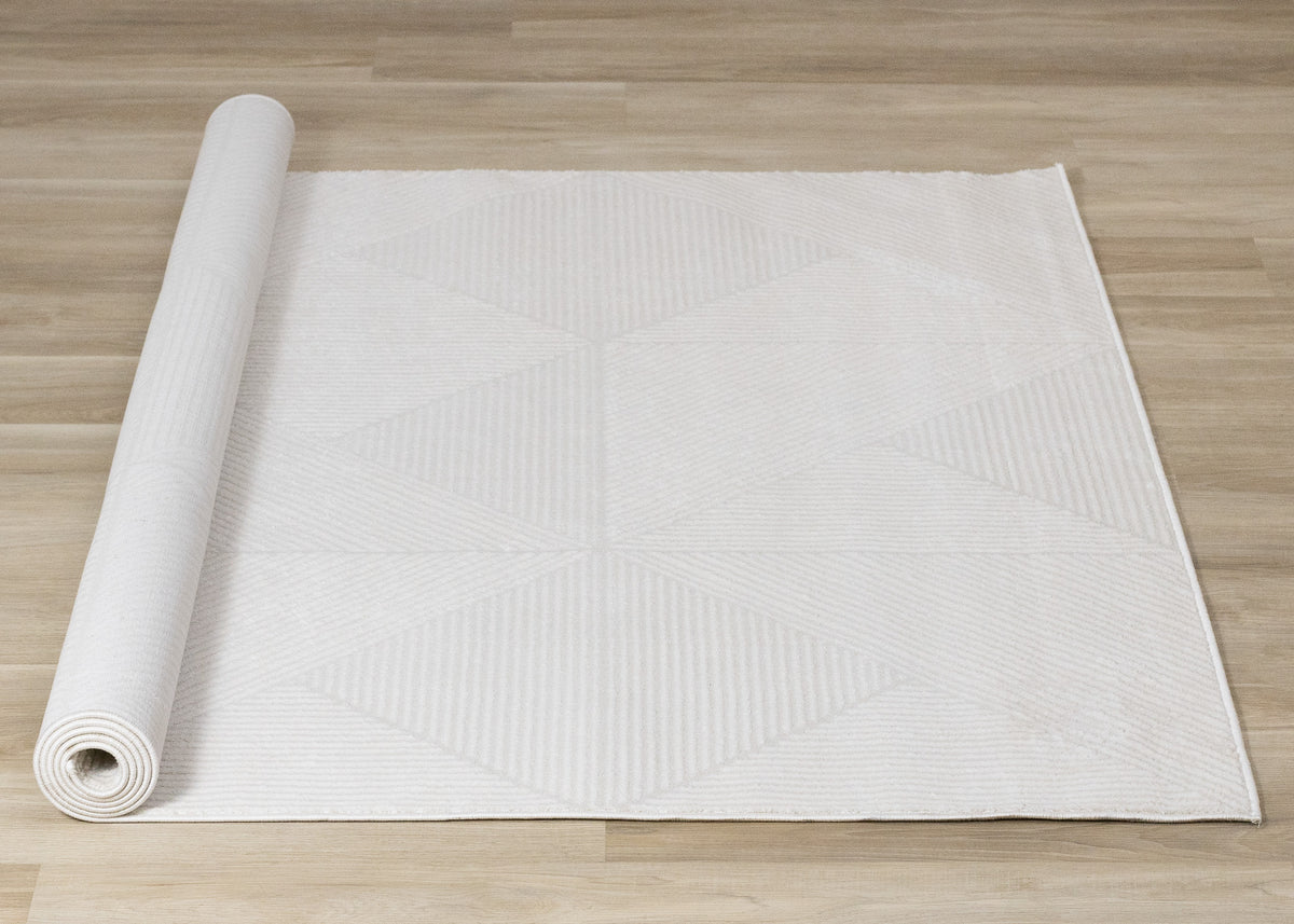 Modern Geometric Tonal Solid Cream Area Rug