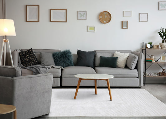 Modern Stripes Tonal Solid Cream Area Rug