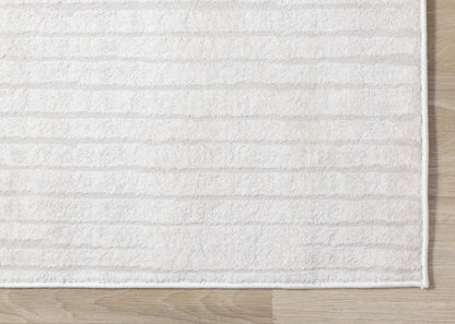 Alfombra moderna de rayas en tonos crema sólidos