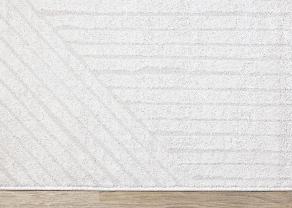 Modern Stripes Tonal Solid Cream Area Rug