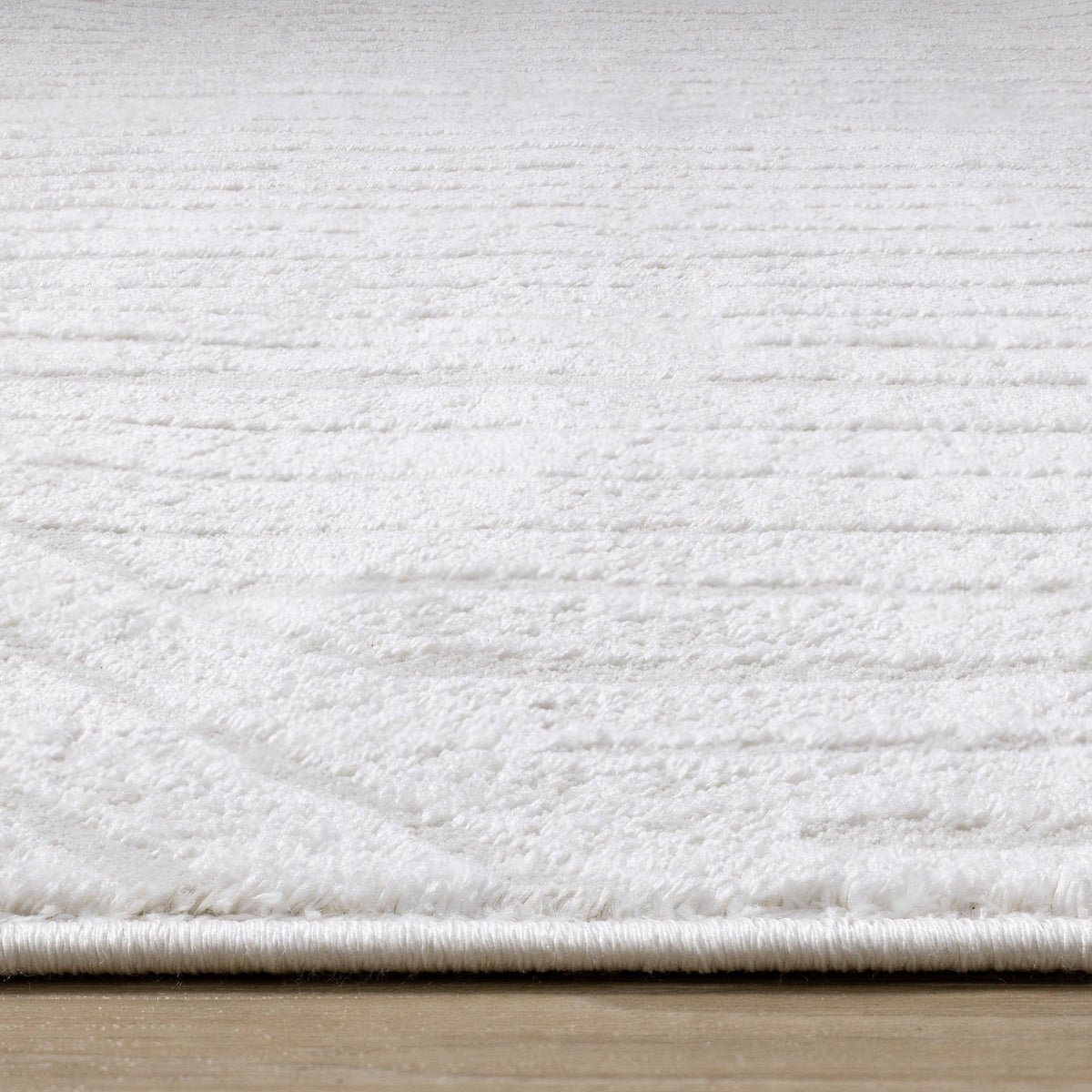 Modern Stripes Tonal Solid Cream Area Rug