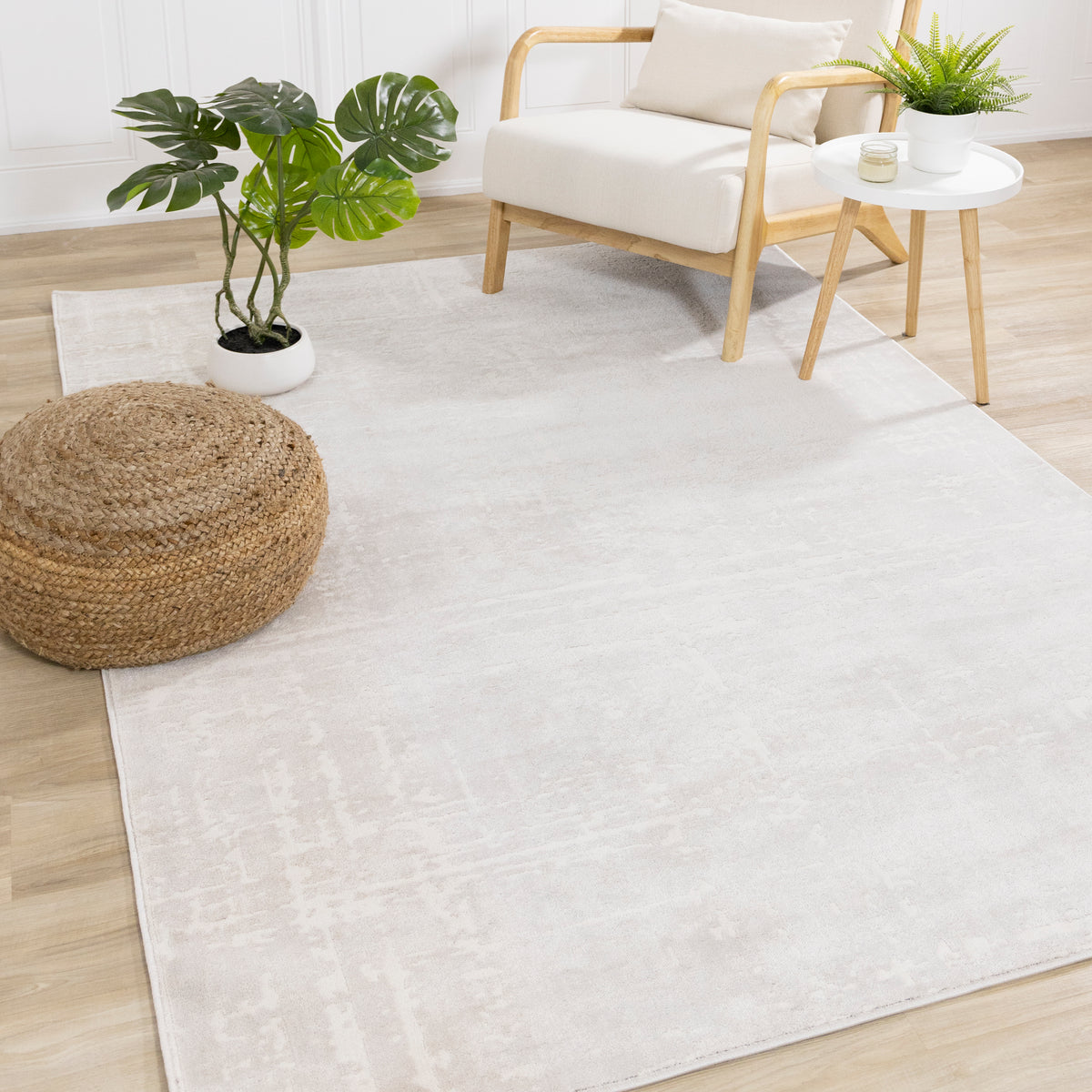 Lorelei Organic Tonal Solid Modern Cream and Grey Indoor Rug
