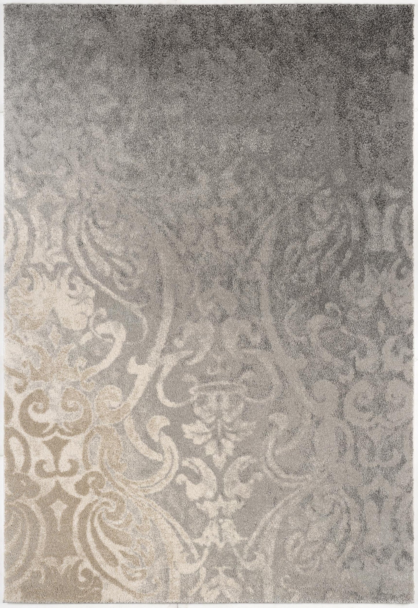 Tapis gris contemporain moderne en peluche de Nouvelle-Zélande