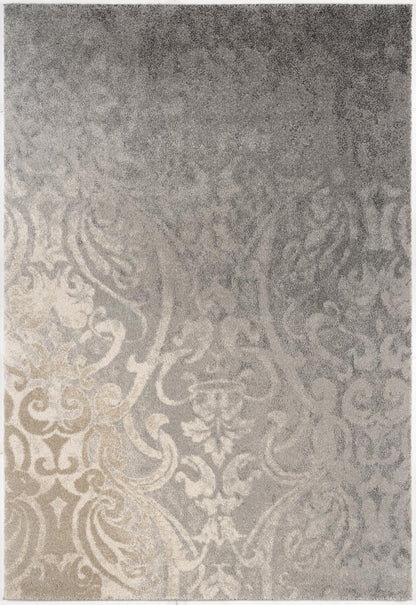 Tapis gris contemporain moderne en peluche de Nouvelle-Zélande