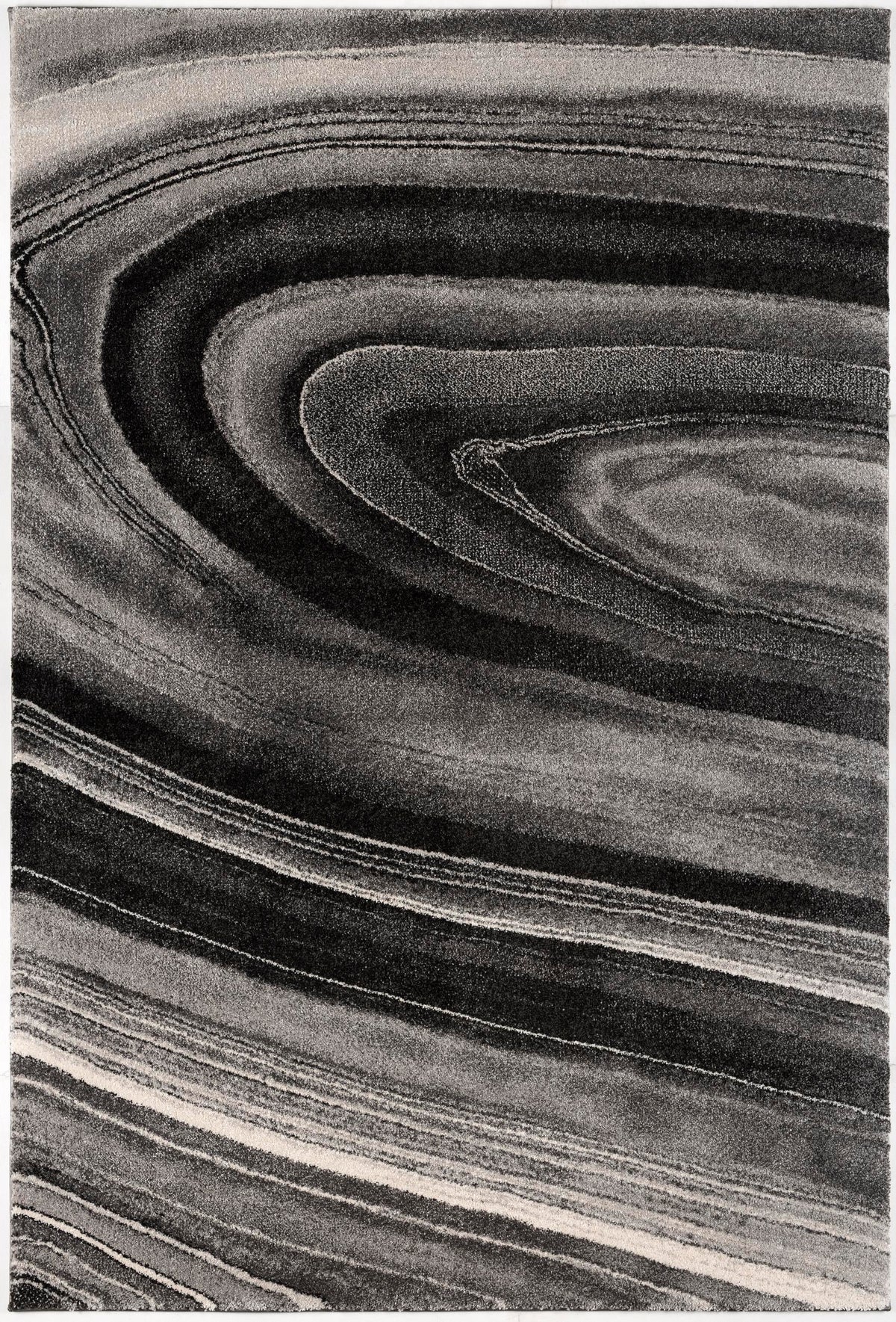 Tapis Darius abstrait contemporain gris et noir
