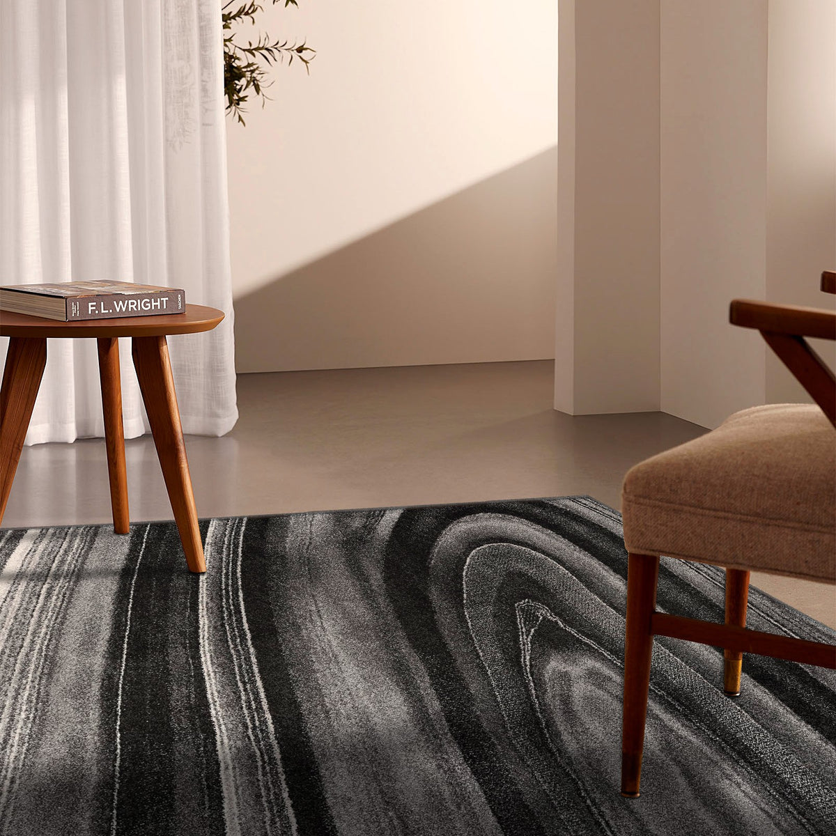 Darius Abstract Contemporary Grey and Black Indoor Rug