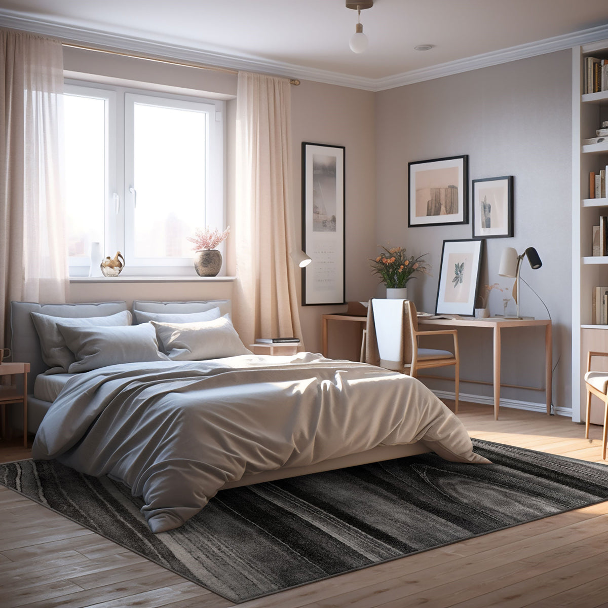 Darius Abstract Contemporary Grey and Black Indoor Rug