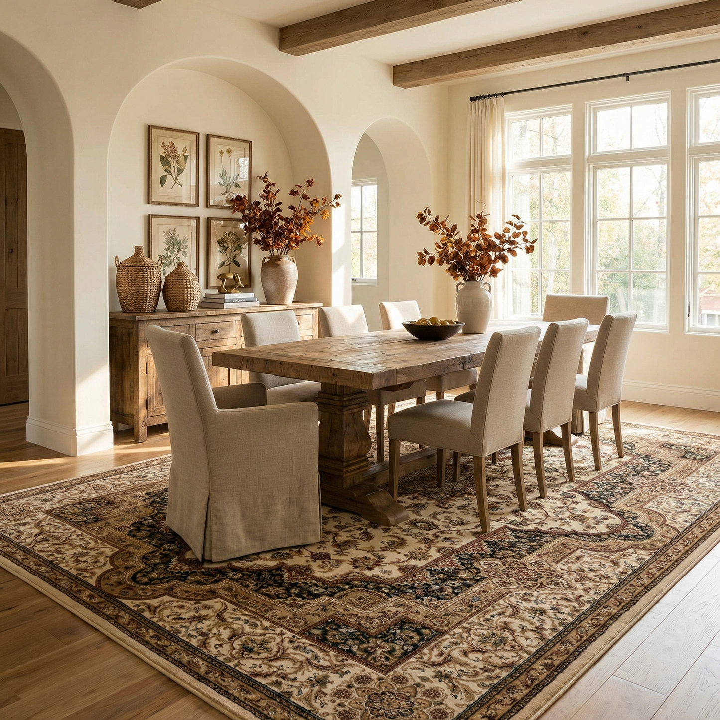Hadi Persian Medallion Traditional Cream and Black Indoor Rug-9