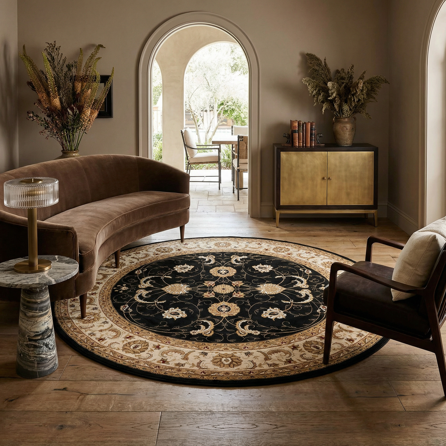Fayez Persian Medallion Traditional Cream and Black Indoor Rug-25