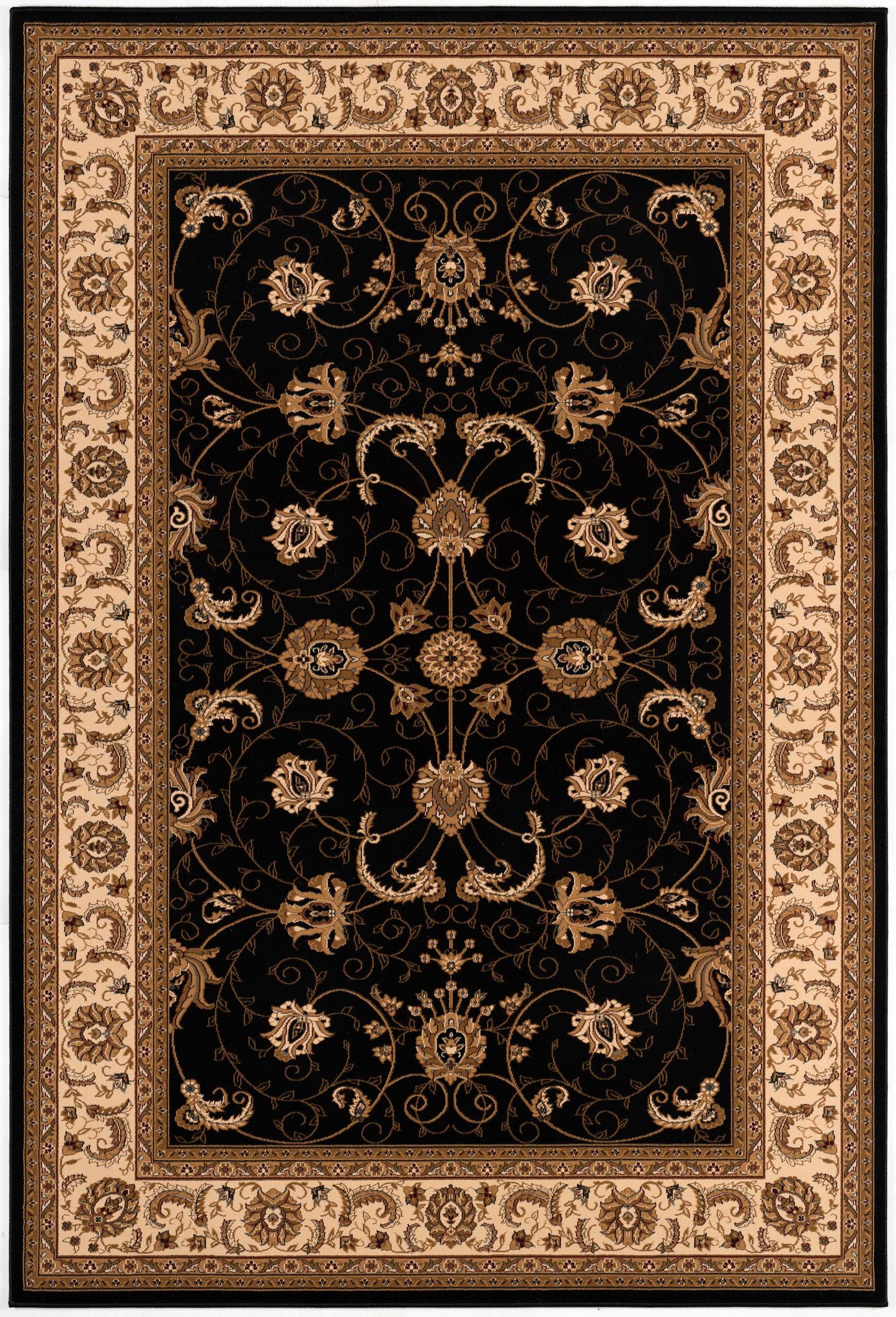 Fayez Persian Medallion Traditional Cream and Black Indoor Rug-3