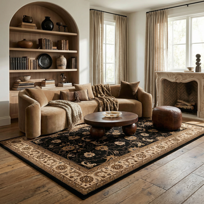 Fayez Persian Medallion Traditional Cream and Black Indoor Rug-6