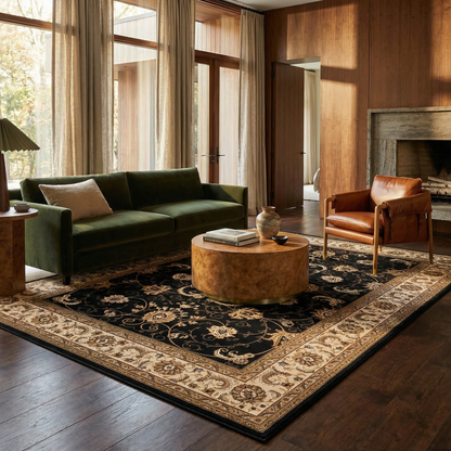 Fayez Persian Medallion Traditional Cream and Black Indoor Rug-7