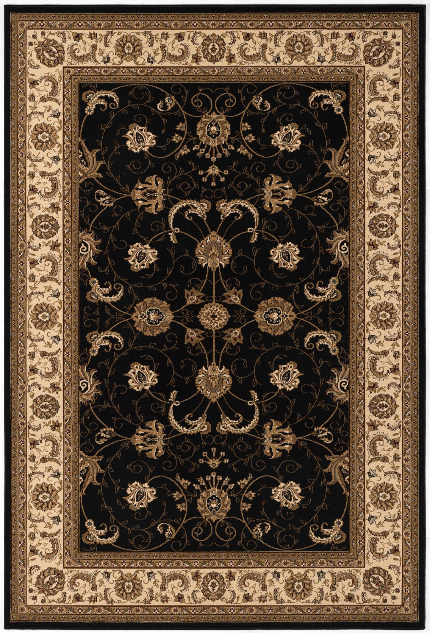 Fayez Persian Medallion Traditional Cream and Black Indoor Rug