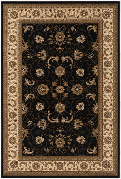 Fayez Persian Medallion Traditional Cream and Black Indoor Rug