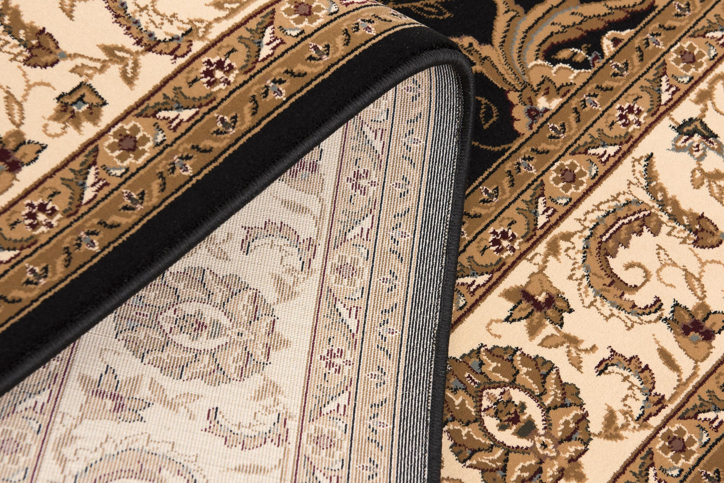 Fayez Persian Medallion Traditional Cream and Black Indoor Rug