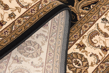 Fayez Persian Medallion Traditional Cream and Black Indoor Rug