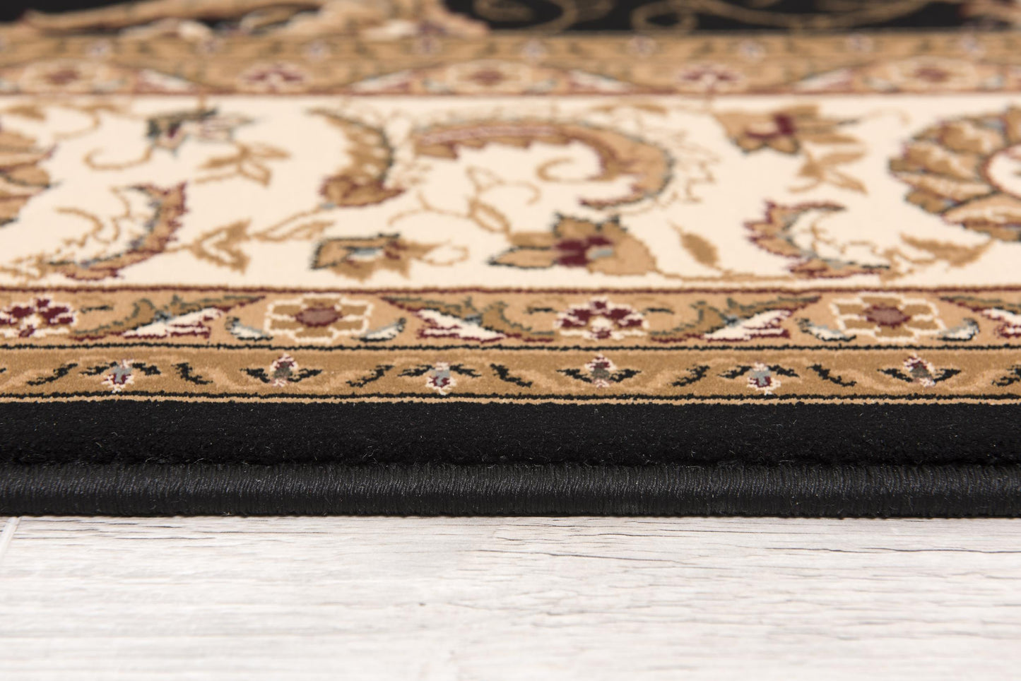 Fayez Persian Medallion Traditional Cream and Black Indoor Rug