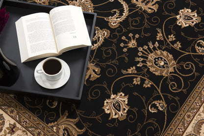 Fayez Persian Medallion Traditional Cream and Black Indoor Rug