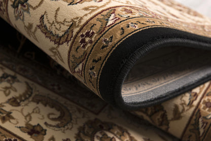 Fayez Persian Medallion Traditional Cream and Black Indoor Rug