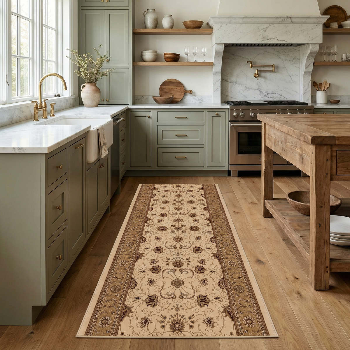 Fayez Persian Medallion Traditional Beige and Cream Indoor Rug