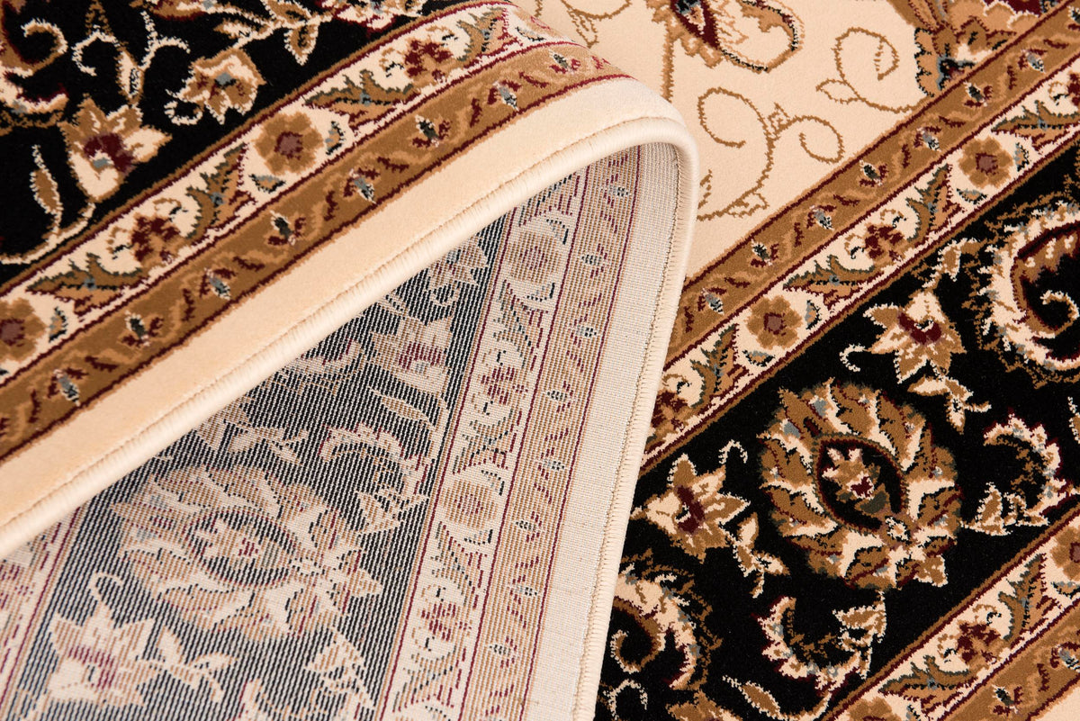 Fayez Persian Medallion Traditional Beige and Black Indoor Rug