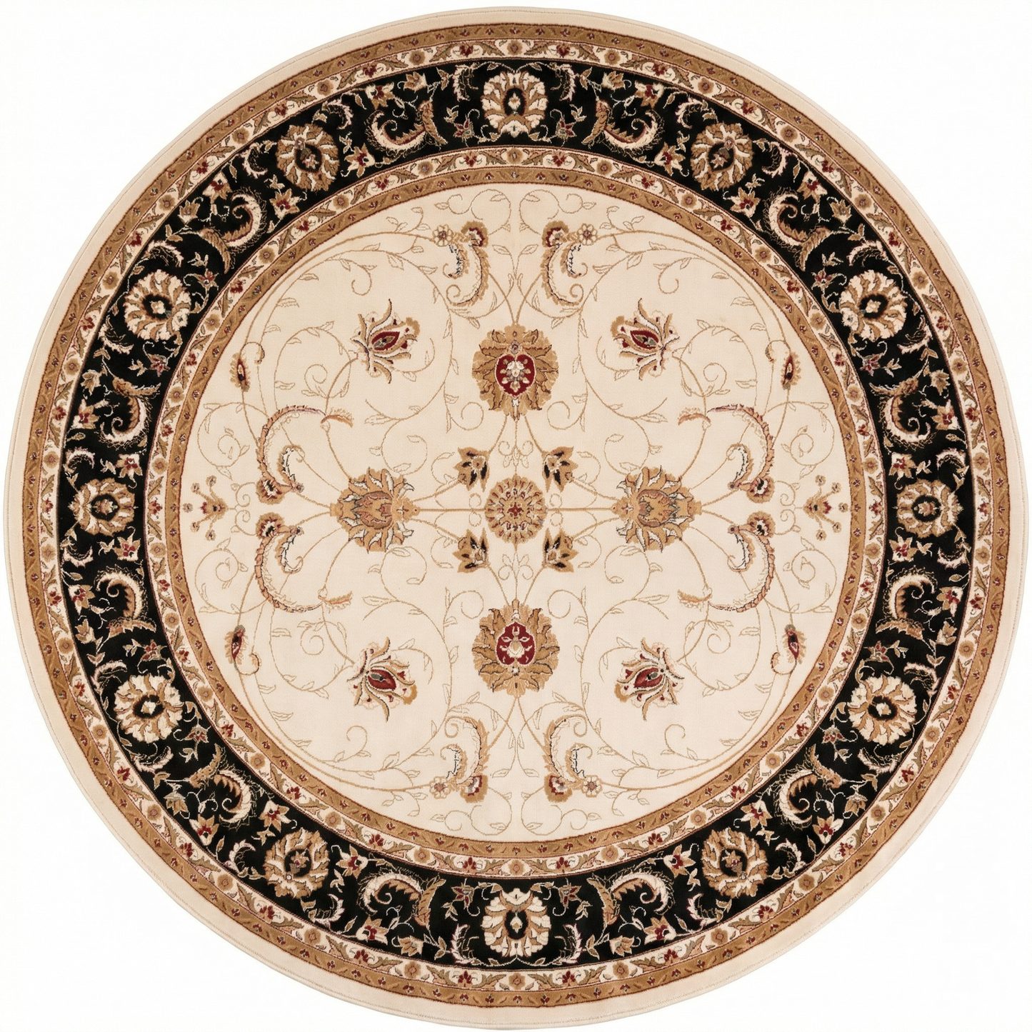 Fayez Persian Medallion Traditional Beige and Black Indoor Rug-26