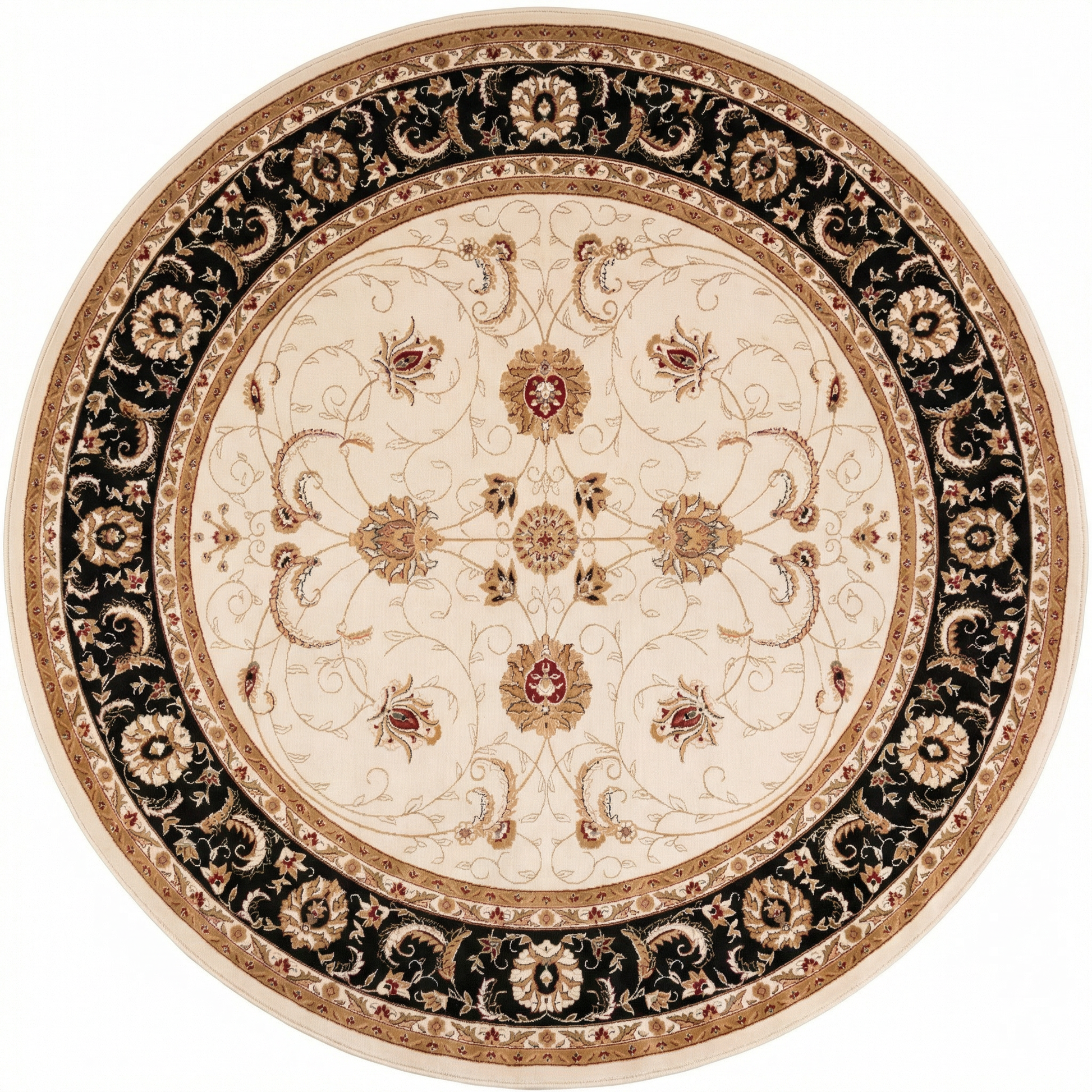 Fayez Persian Medallion Traditional Beige and Black Indoor Rug-26