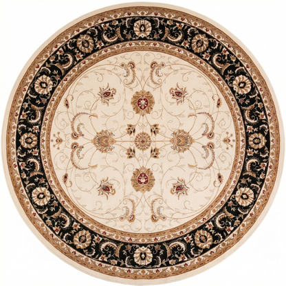 Fayez Persian Medallion Traditional Beige and Black Indoor Rug-26